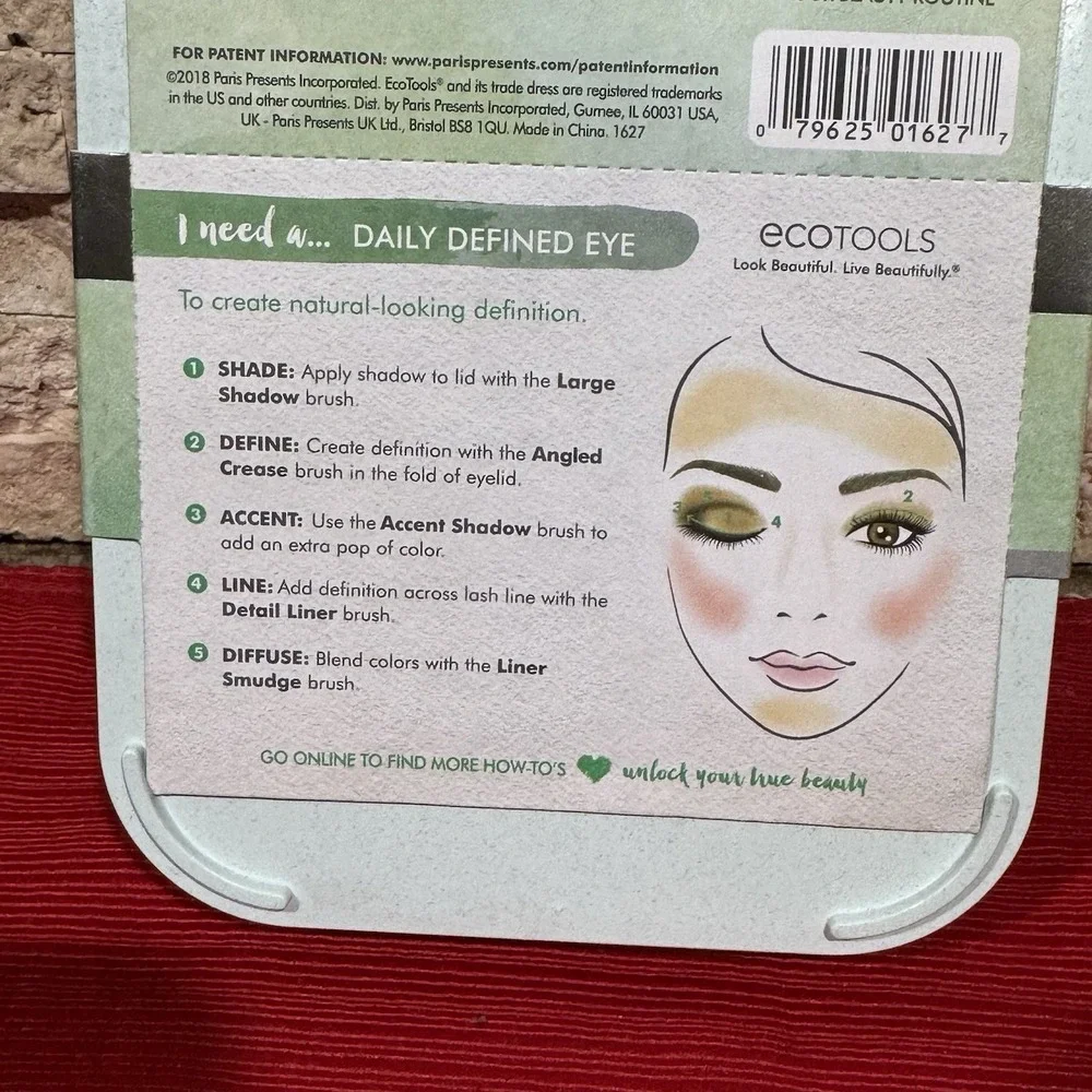 NEW NIB EcoTools Daily Defined Eye Brush Set Of 5 Liner Crease Shadow Smudge‎